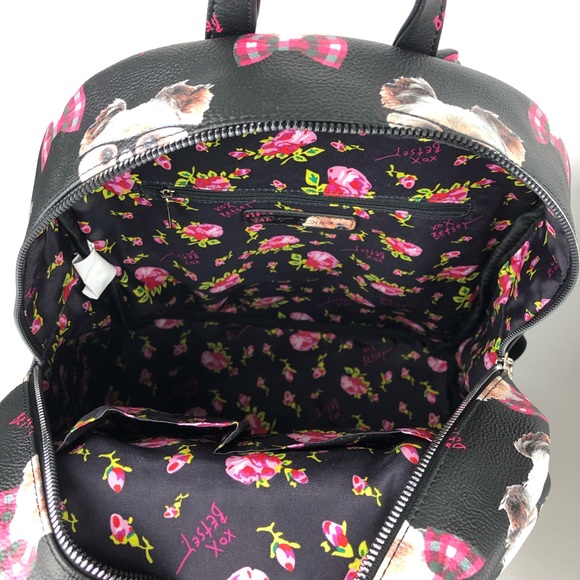 Betsey Johnson Nerdy Yorkie Bow Tie Dog Backpack - Picture 6 of 8